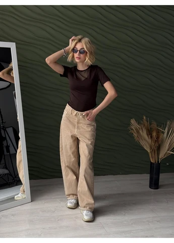 Приталенная женская футболка с полупрозрачным декольте Fashion Girl Cute - (391997413)