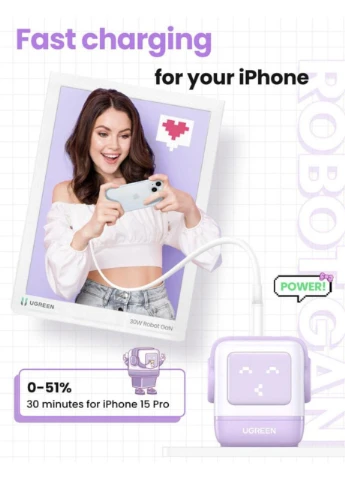 Зарядное устройство для устройства Nexode 65W GaN Charger Purple Ugreen (300077366)
