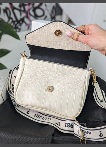 Жіноча сумочка кросс боді Гесс 2 в 1 (молочна рептилія) No Brand (322283869)