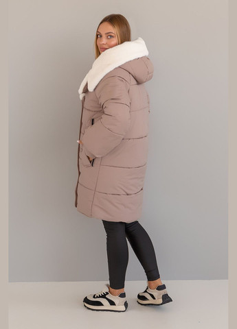 Бежевая зимняя куртка удлиненная женская зимняя "фрея" MioRichi