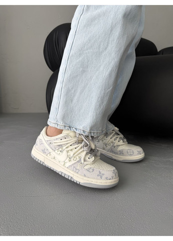 Белые демисезонные кроссовки мужские и женские nike sb dunk low x louis vuitton white blue | найк сб данк низкие белые No Brand