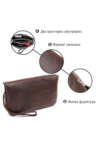 Чоловіча вінтажна барсетка для документів із відділеннями коричнева (sku_11145) No Brand (329901828)
