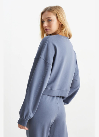 Синий свитшот оверсайз из хлопка C&A однотонный (329294696)