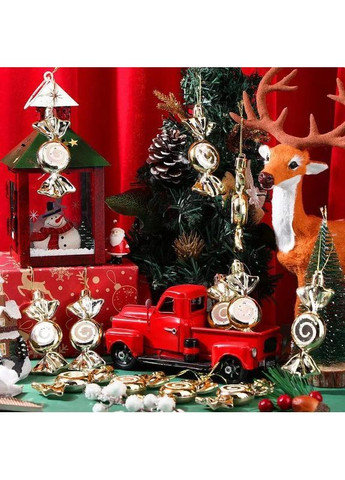 Різдвяні прикраси "Льодяник" 18 шт. Золоті No Brand (370161565)