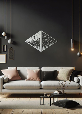 Современная картина на стену в спальню, декор для комнаты "День и ночь", декоративное панно 35х55 см Woodyard (292112854)