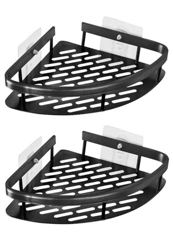 Набір металевих кутових полиць для ванної кімнати Чорні 2шт (PH051343-2) Xiamen (368833847)