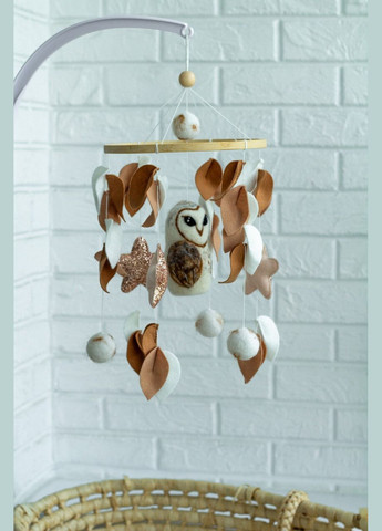 Дитячий мобіль на ліжечко для немовлят ручної роботи WooolyWool «Сова» No Brand (342757963)