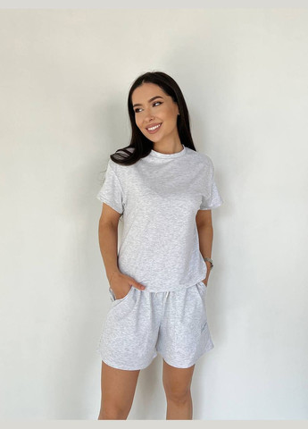 Женский летний костюм с шортами серого цвета 33094 Fashion (332008672)