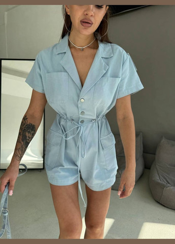 Жіночий комбінезон Asi.Store.ua комбінезон-шорти блакитний повсякденний, коктейльний, вечірній, кежуал