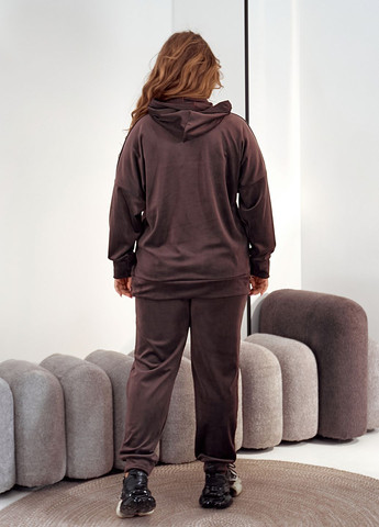 Спортивний костюм жіночий оверсайз з велюру зі стразами (худі + штани) No Brand (362590031)