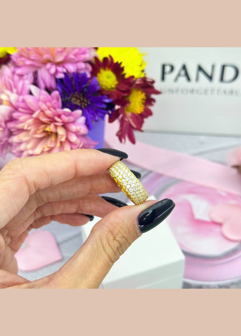 Серебряное кольцо Три ряда паве No Brand (332055420)