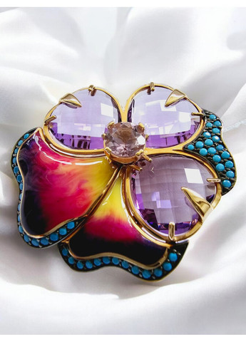 Золота брошка з аметистом 670060е-7бр Tango (354700148)