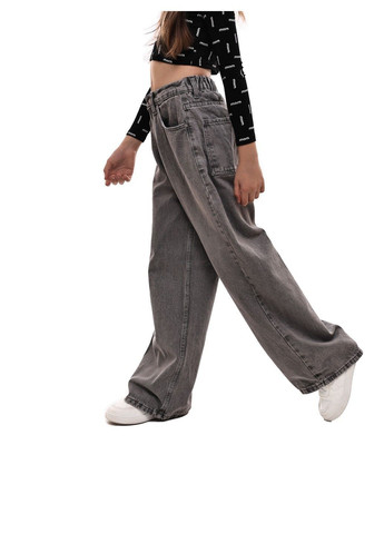 Серые демисезонные джинсы для девочки подростка Muddy