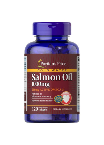 Жирные кислоты Salmon Oil 1000 mg, 120 капсул Puritans Pride (293477761)