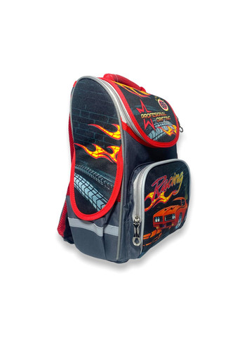 Шкільний ранець, рюкзак для хлопчика 14 клас 988981 світловідбивачі розміри: 35*25*13см, чорно-червоний Space (284337855)