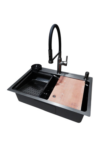 Комплект кухонної мийки HM 6845 NANO BLACK (3.0/1.0 мм) Kraft (363262023)