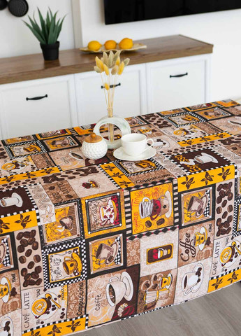 Скатертина лляна "Кава темна" 1.1м х 1.5м (кухонний стіл) Homedec - (297082864)