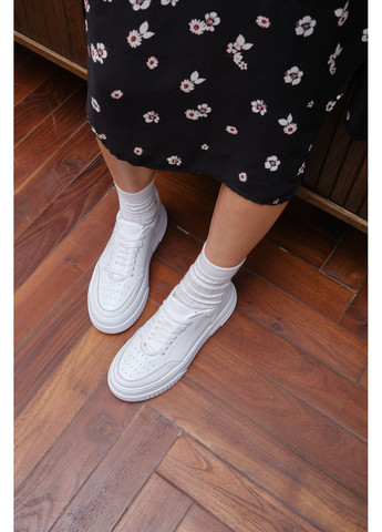 Білі жіночі кеди з білої шкіри на високій підошві, стильні, з устілкою memory foam (відшив 3 дні) Paradize