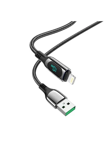 Кабель S51 Lightning Extreme charging data cable 1.2m з дисплеєм чорний Hoco (307684024)