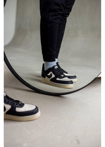 Черные демисезонные кроссовки мужские nike air force black white v2 найк аир форс 1 премиум No Brand