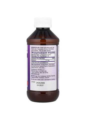 Мелатонін Melatonin Liquid 2.5mg - 237 ml Natrol (364201287)