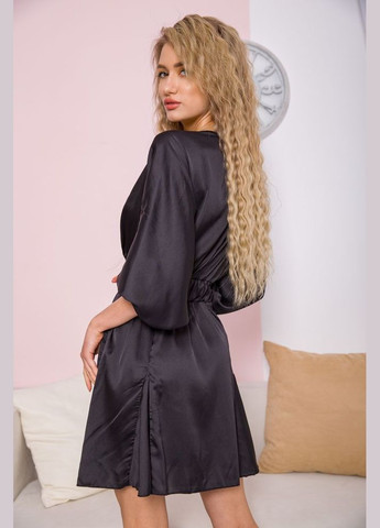 Чорна сатинова сукня з v-подібним вирізом, чорного кольору, Kamomile