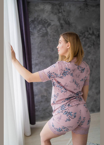 Пудровая всесезон пижама женская, комплект для дома и сна шорты и футболка 0422254 футболка + шорты Miss Victoria