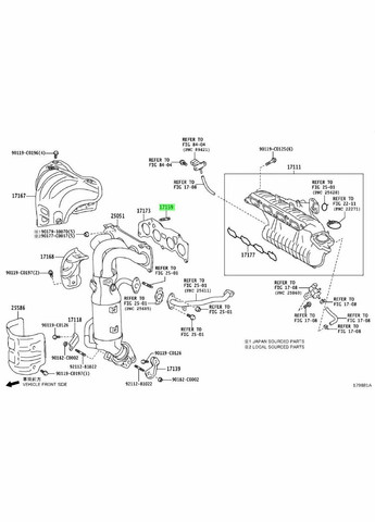 Шпилька, болт колектора випуск, оригінал 90126-10015 Тойота Ленд Крузер, Лексус ГС, ЛС 1990-2024 Toyota (345737545)