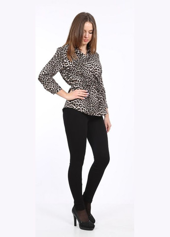 Серая демисезонная блузка женская 001 леопардовый софт серая Актуаль