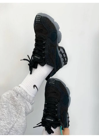 КРОССОВКИ ЖЕНСКИЕ NIKE X STUSSY AIR ZOOM SPIRIDON CAGE BLACK НАЙК СТУСИ ЧЕРНЫЕ No Brand чёрные демисезоны (390651083)