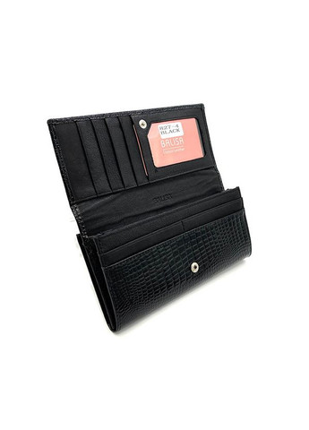 Чорний жіночий шкіряний класичний лаковий гаманець на кнопці під рептилію Balisa (324622162)