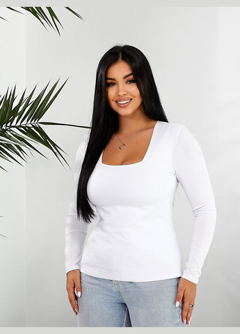 Лонгслив с квадратным вырезом белый XOROSHA (316028384)