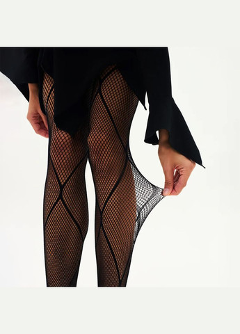 Підліткові колготки капронові наче з стрічками Х смужки безрозмірні чорні 80709 140-182 см No Brand (358694124)