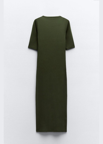 Темно-зеленое повседневный платье Zara однотонное