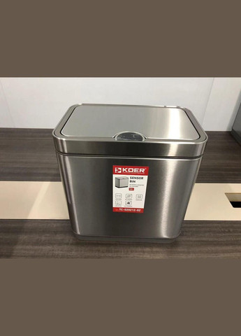 Відро для сміття сенсорне прямокутне TC-020212-02 12 л колір нержавійка (KR5584) KOER (341331714)