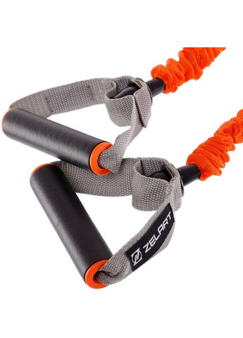 Еспандер трубчастий з ручками в захисному рукаві (TPR, нейлон, нагр. Medium-середня, оранжево-сірий) (FI-7829-M) Zelart (354702956)