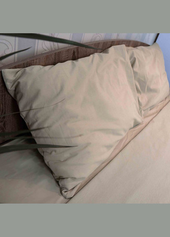 Комплект постельного белья Евро 200х220 Поплин 120 г/м2 Хлопок (Светлокоричневый) 2 х 70х70 GM Textile (273378645)