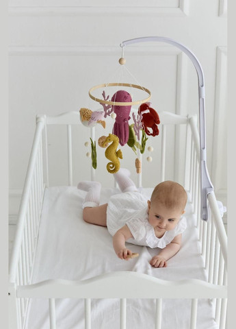 Дитячий музичний мобіль на ліжечко WoollyFox "Морський світ: восьминіг, краб, морський коник" No Brand (342758019)