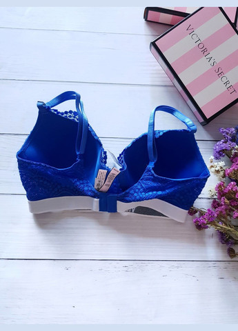 Синий бюстгальтер victoria`s secret синий з белой резинкой Victoria's Secret