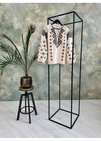 Бежевая вышиванка женская лен демократный котон,турция,с рукавами Україна (350197300)