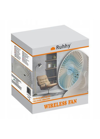 Беспроводной аккумуляторный вентилятор 25566 с зажимом 1200 мАч USB-C белый RUHHY (365820424)