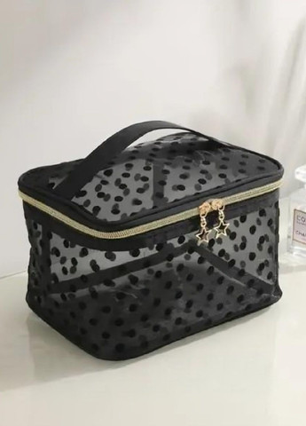 Косметичка сумка бокс кейс для хранения косметики средств личной гигиены 20х14х12 см (477082-Prob) Черная в горошек Unbranded (294292387)