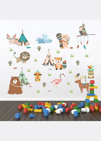 Наклейка в дитячий садочок для дітей Звірі індіанці (лист 60 х 90 см) Б216 No Brand (302242960)