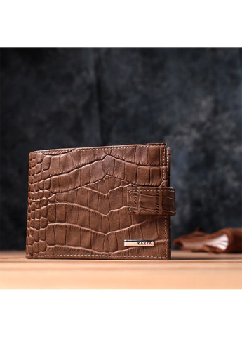 Вместительный мужской кошелек из натуральной кожи 22854 Коричневый Karya (318823545)