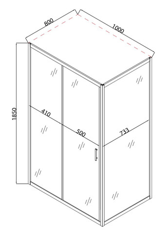Душевая кабина без поддона HARD SC01-100x80x185-TR CHROME прозрачное стекло 5мм (MI6911) Mixxus (321204311)