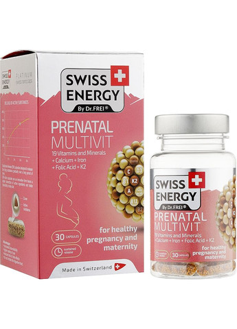 Вітаміни "19 вітамінів і мінералів" Prenatal Multivit 30шт (890258-31016675) Swiss Energy (368664366)