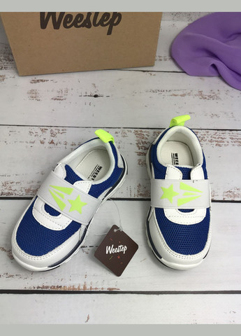 Комбіновані всесезон кросівки дитячі для хлопчика біло-синій (571) Weestep