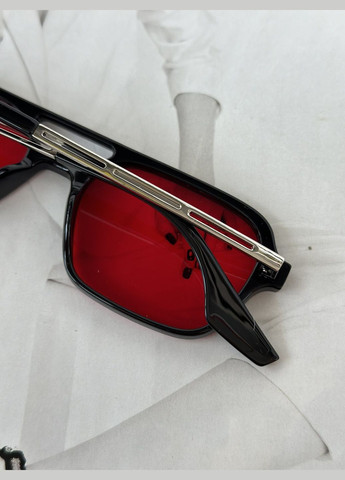 Сонцезахисні окуляри з подвійною переносицею унісекс Чорний з червоним No Brand (290704842)