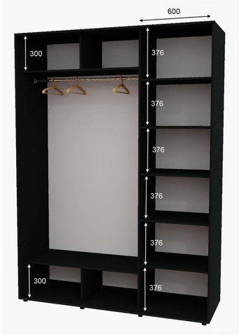 Шафа-купе дводверна 180*60*250 см Антрацит 2 двері Дзеркало Алекса (360478337)