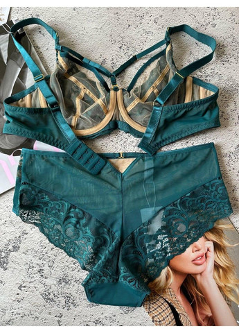 Зелений зелений комплект жіночої білизни з портупеями Lanny Mode